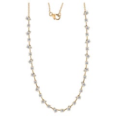 2.53 Carat Natural Diamond Round Brilliant Cluster Necklace 18K Yellow Gold