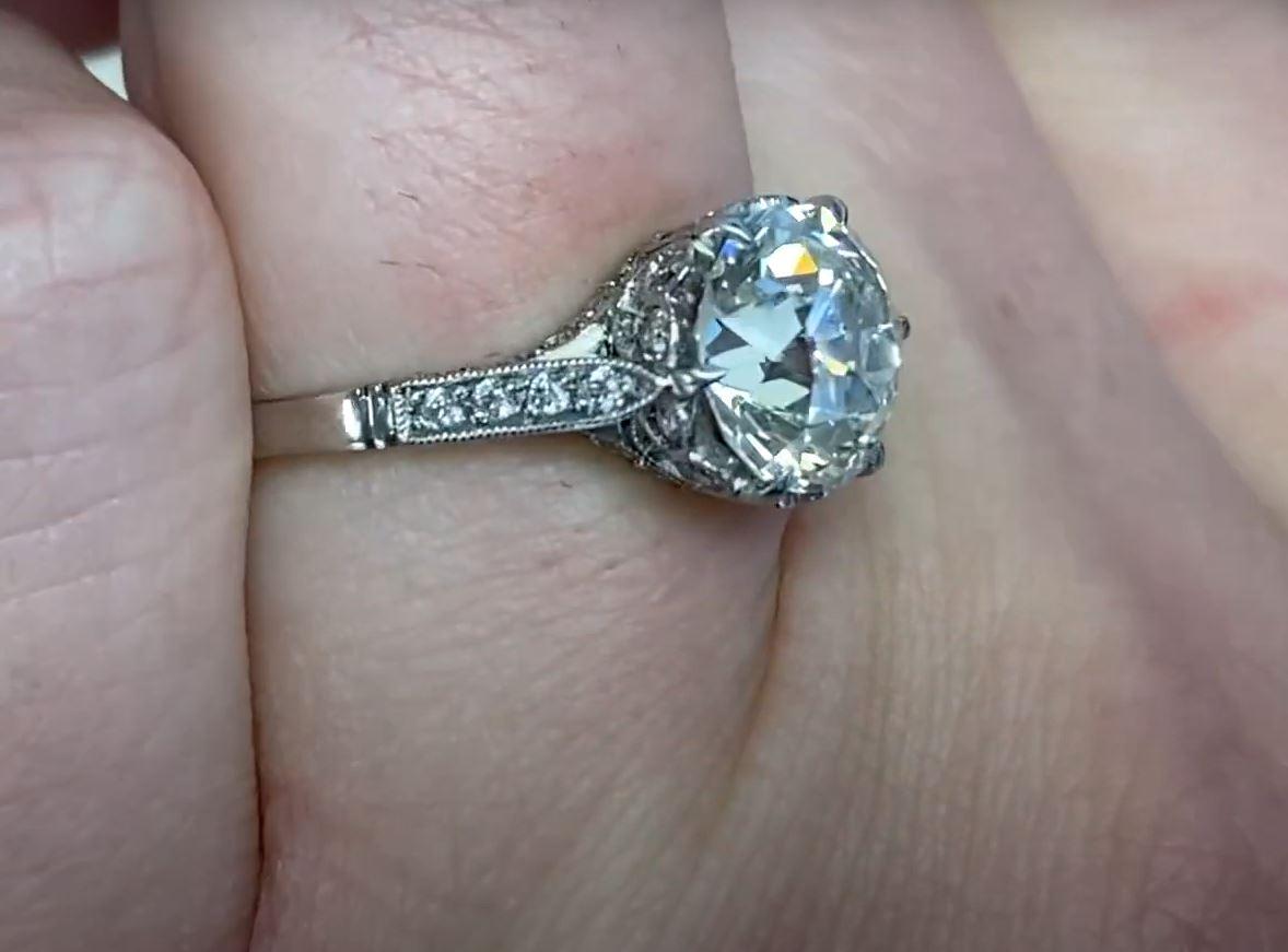 Women's 2.53 Carat Old European Cut Diamond Engagement Ring, VS1 Clarity, Platinum