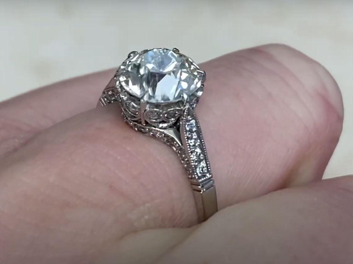 2.53 Carat Old European Cut Diamond Engagement Ring, VS1 Clarity, Platinum 1