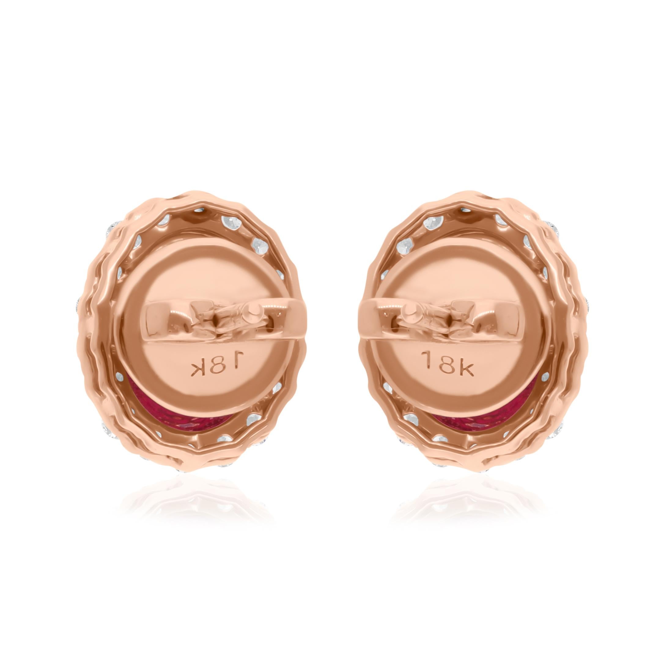 Gemma di rubino di forma ovale da 2,53 carati 0,37 carati SI/H Diamante in oro rosa 18 carati In condizioni Nuovo in vendita a Diera, Dubai