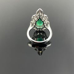 2.53 Carat Pear Shape Emerald and Diamond Cocktail Engagement Ring