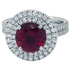 2.53 Carats Round Ruby Chatam Engagement Ring