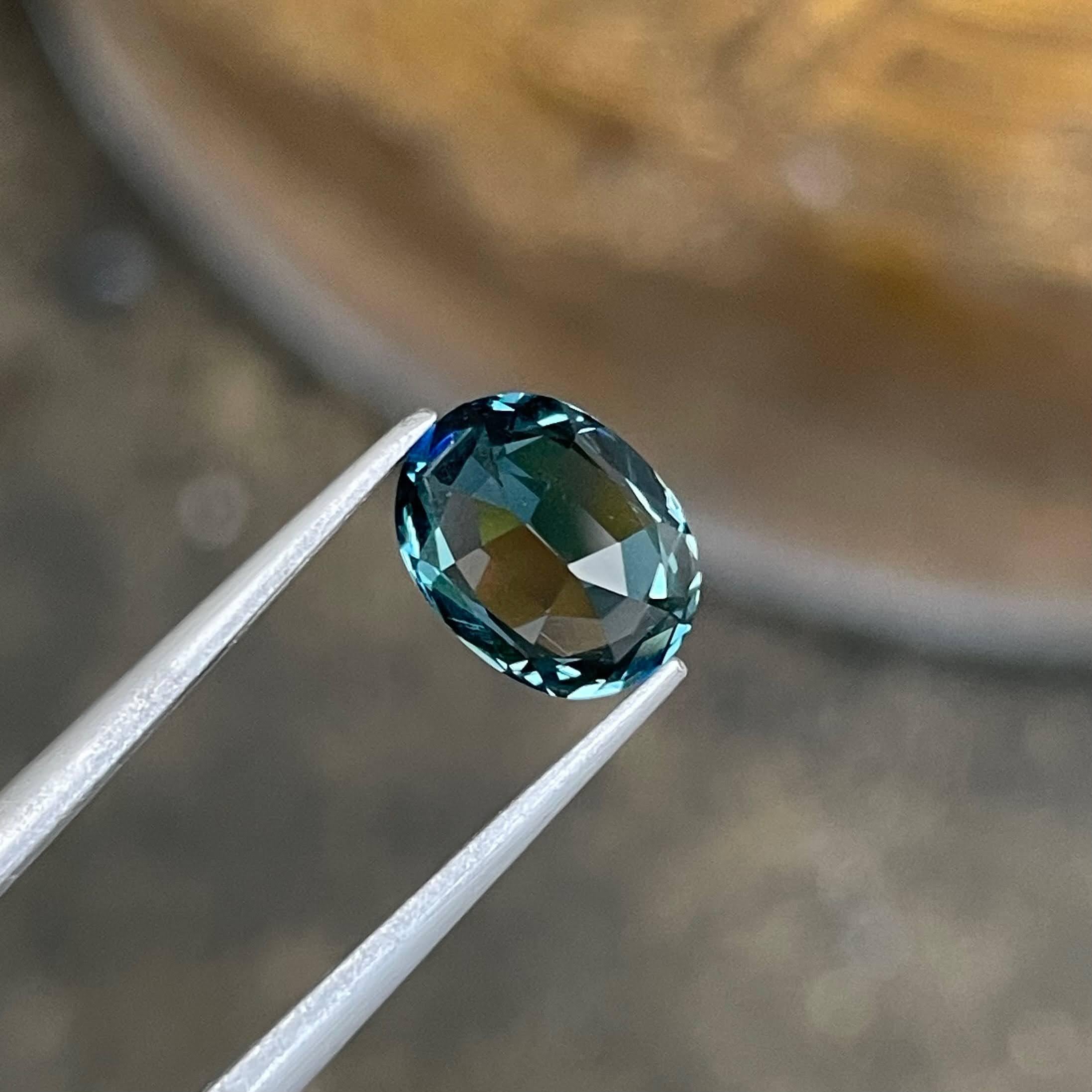 Modern 2.53 carats Teal Blue Spinel Stone Oval Cut Natural Sri Lankan Gemstone For Sale