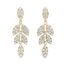2,53 Karat Diamant-Wasserfall-Ohrringe aus 18k Gelbgold