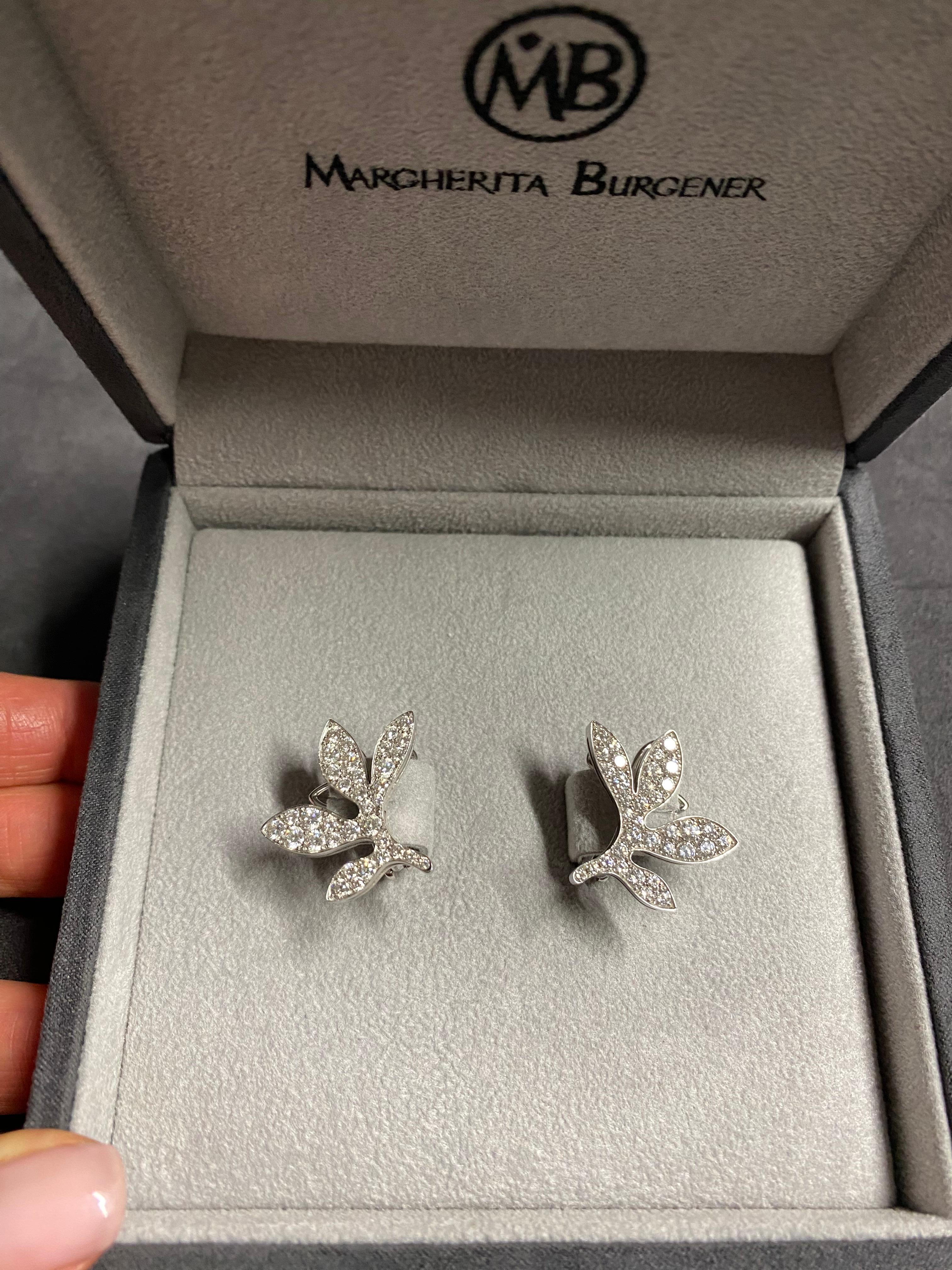 2.53 Ct Diamonds 18 Kt White Gold Handmade in Italy Margherita Burgener Earrings 1
