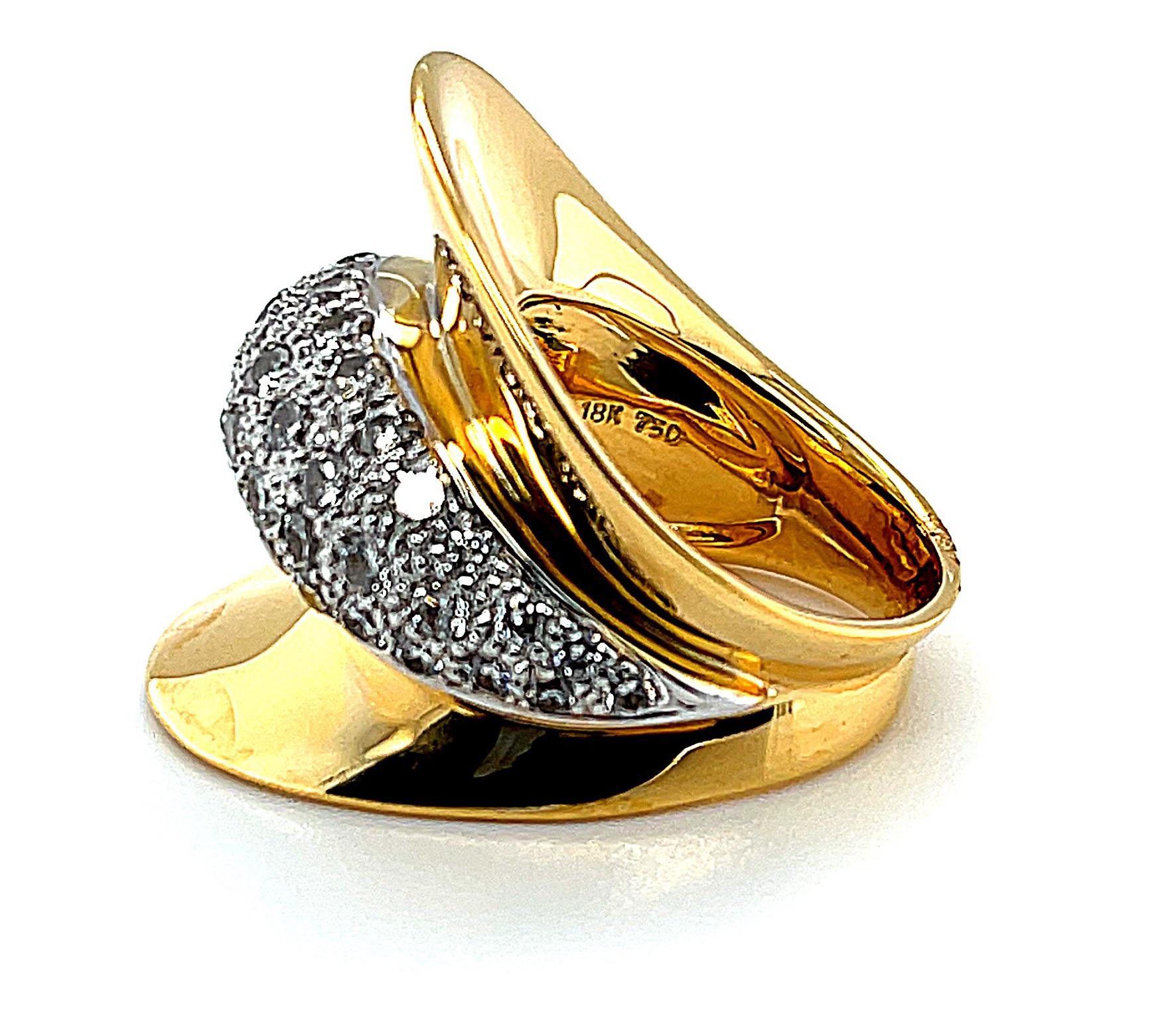 Women's or Men's 2.53 ct. t.w. Diamond Pave and 18k Yellow Gold Art Deco Style Wide Band Ring 