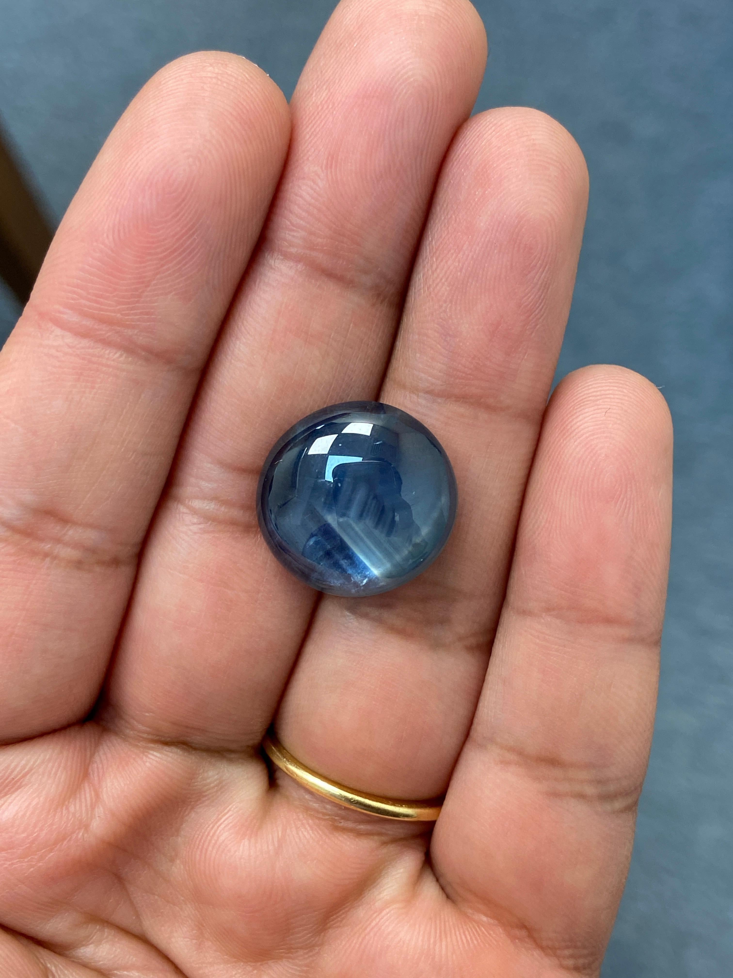 25.30 Carat GRS Certified Unheated Burmese Blue Star Sapphire 1