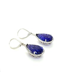 25.35 Carat Tanzanite and Diamond Drop Earrings
