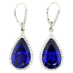 25.35 Carat Tanzanite and Diamond Drop Earrings