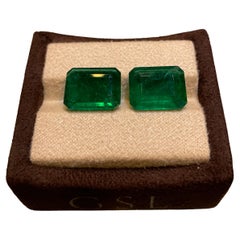Paire d'émeraudes zambiennes de 25,35 carats, taille octogonale