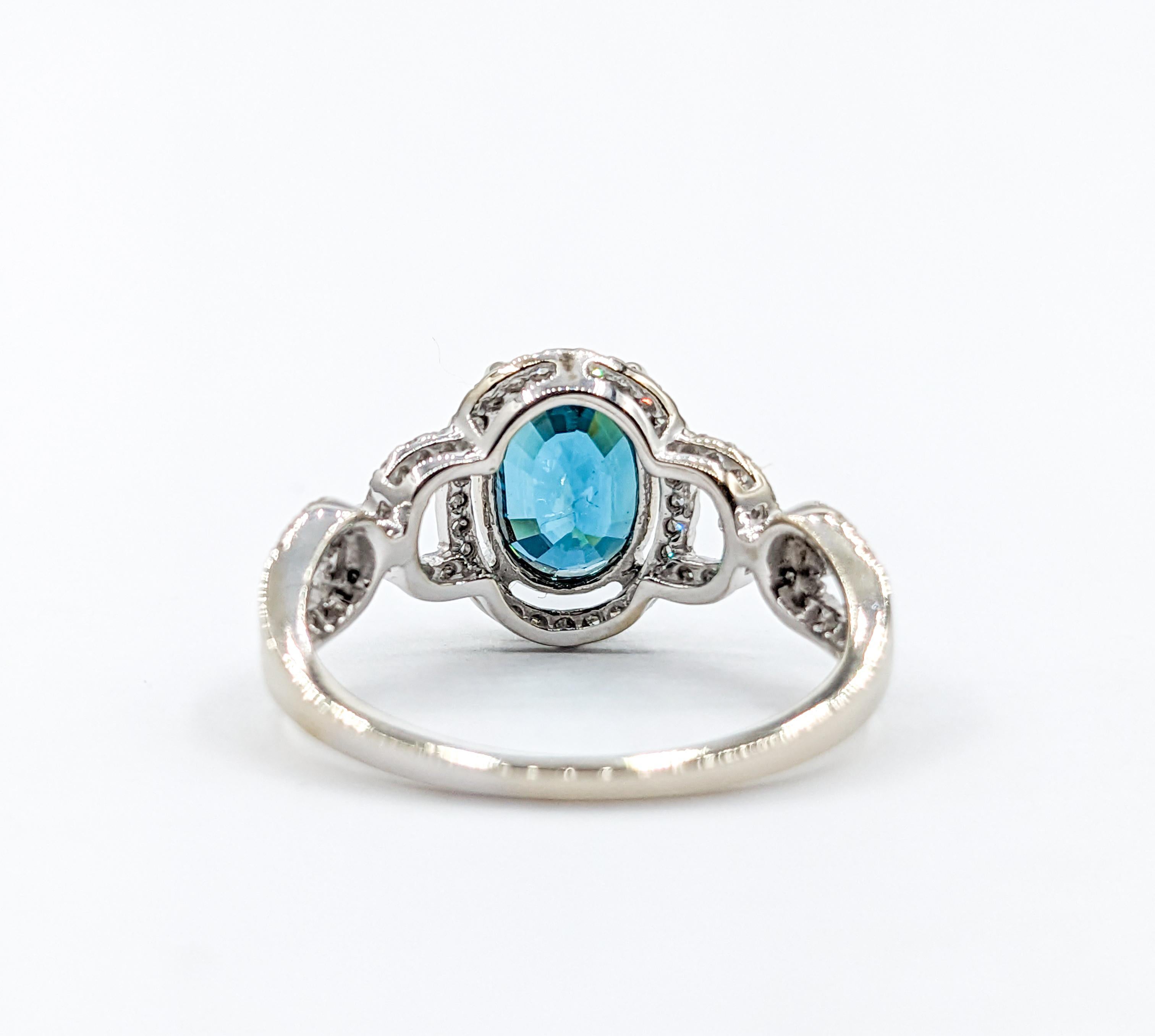 2.53ct Blue Zircon & Diamond Fashion Ring In Excellent Condition For Sale In Bloomington, MN