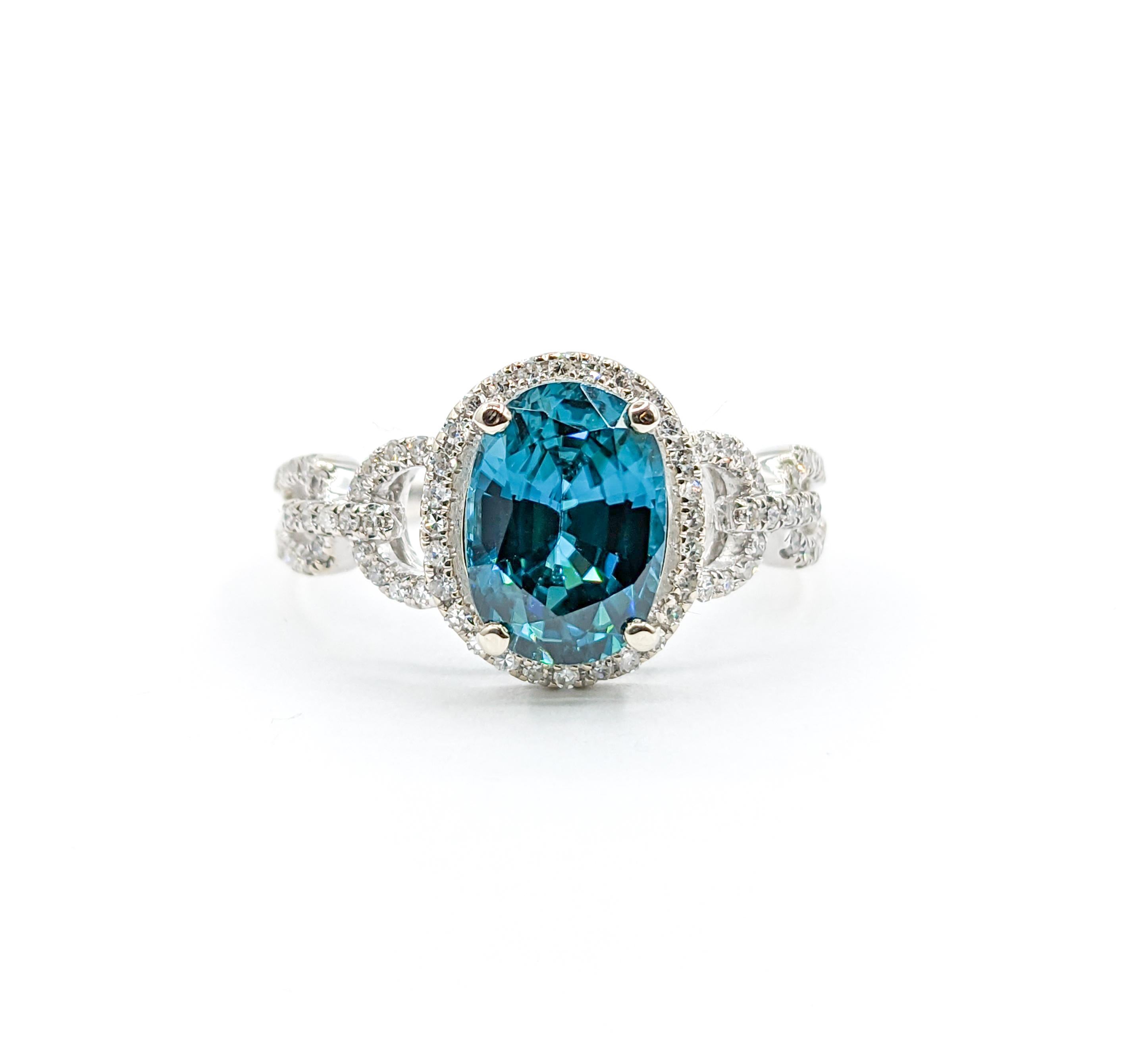 2.53ct Blue Zircon & Diamond Fashion Ring For Sale 1