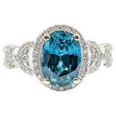 2.53ct Blue Zircon & Diamond Fashion Ring