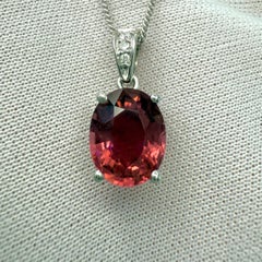 2.53ct Deep Pink Purple Rubellite Tourmaline & Diamond Platinum Pendant Necklace