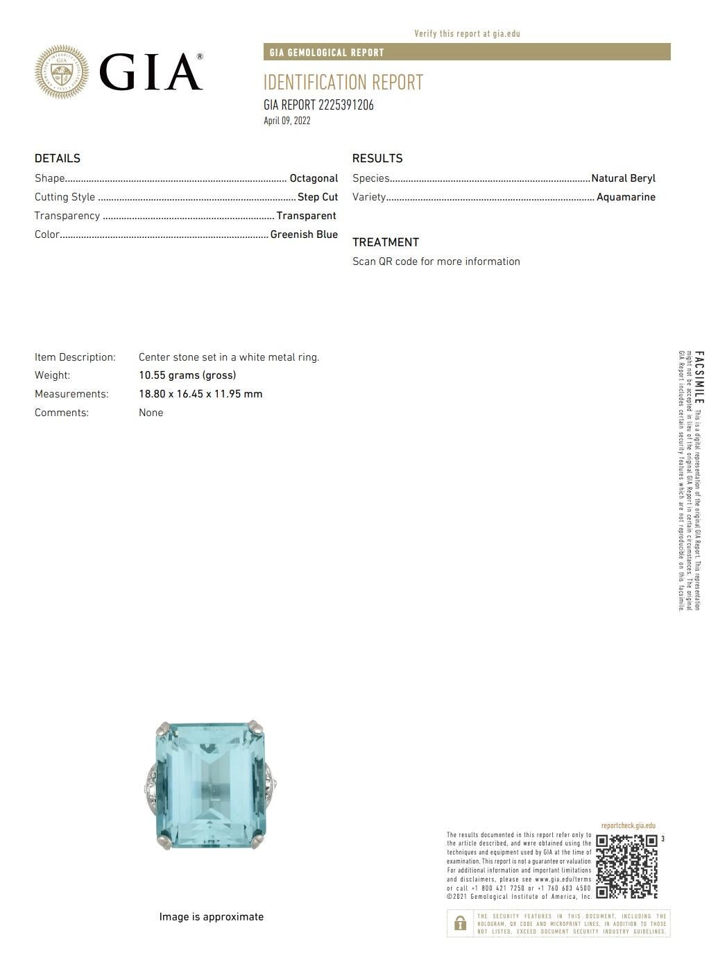 25.3ct GIA Certified Aquamarine Cocktail Ring For Sale 6