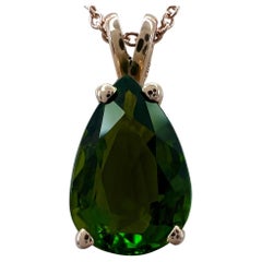 2,53ct Grüner Turmalin Birne Teardrop Cut 14k Rose Gold Anhänger Halskette