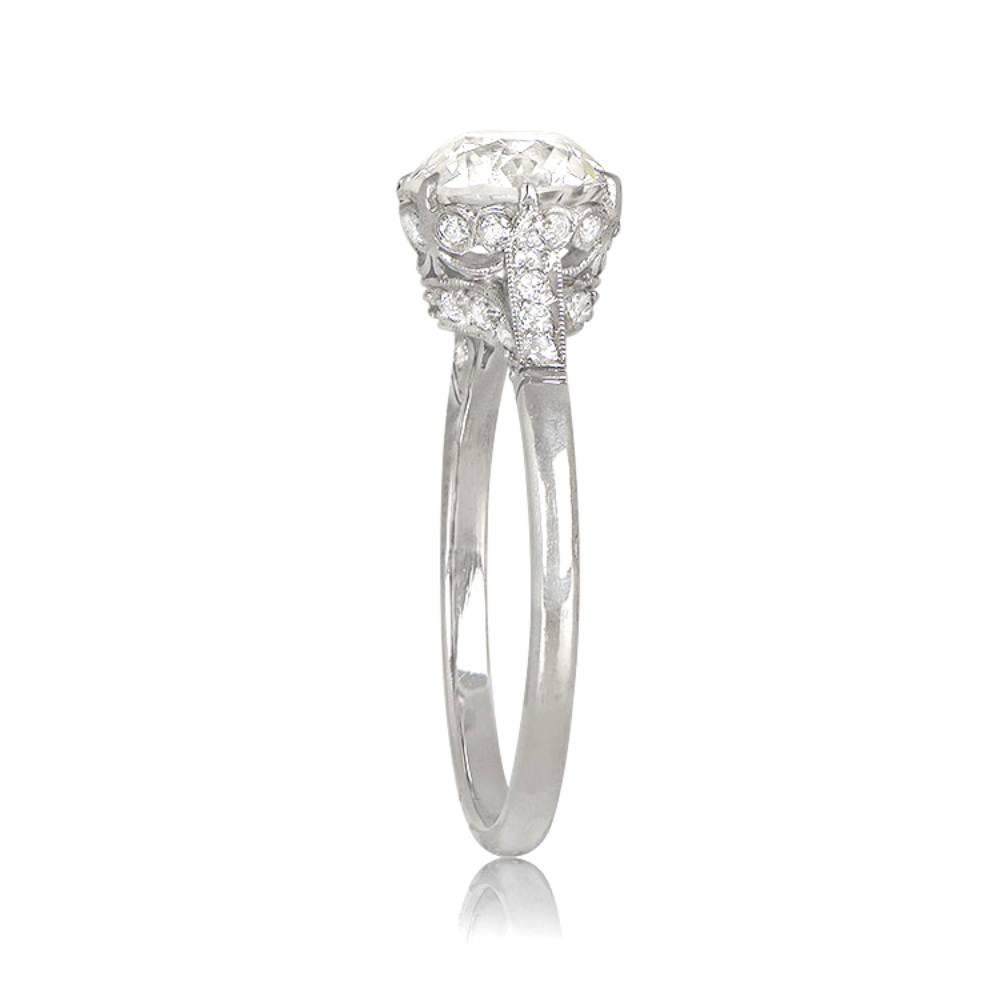 Art Deco 2.53 Carat Old European Cut Diamond Engagement Ring, VS1 Clarity, Platinum
