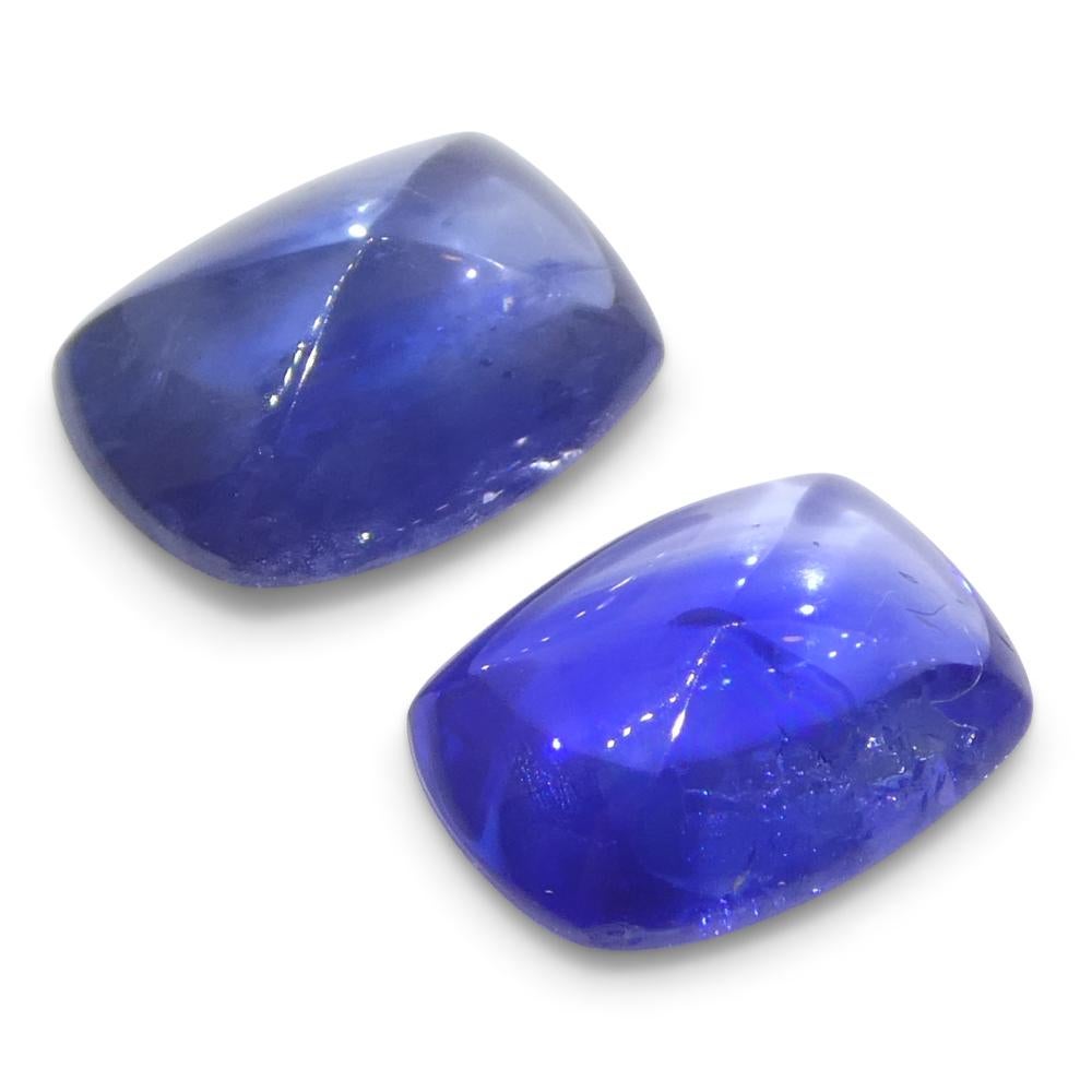 2,53ct Coppia (2) Zaffiri Blu Cabochon Sugarloaf a cuscino dalla Birmania in vendita 5