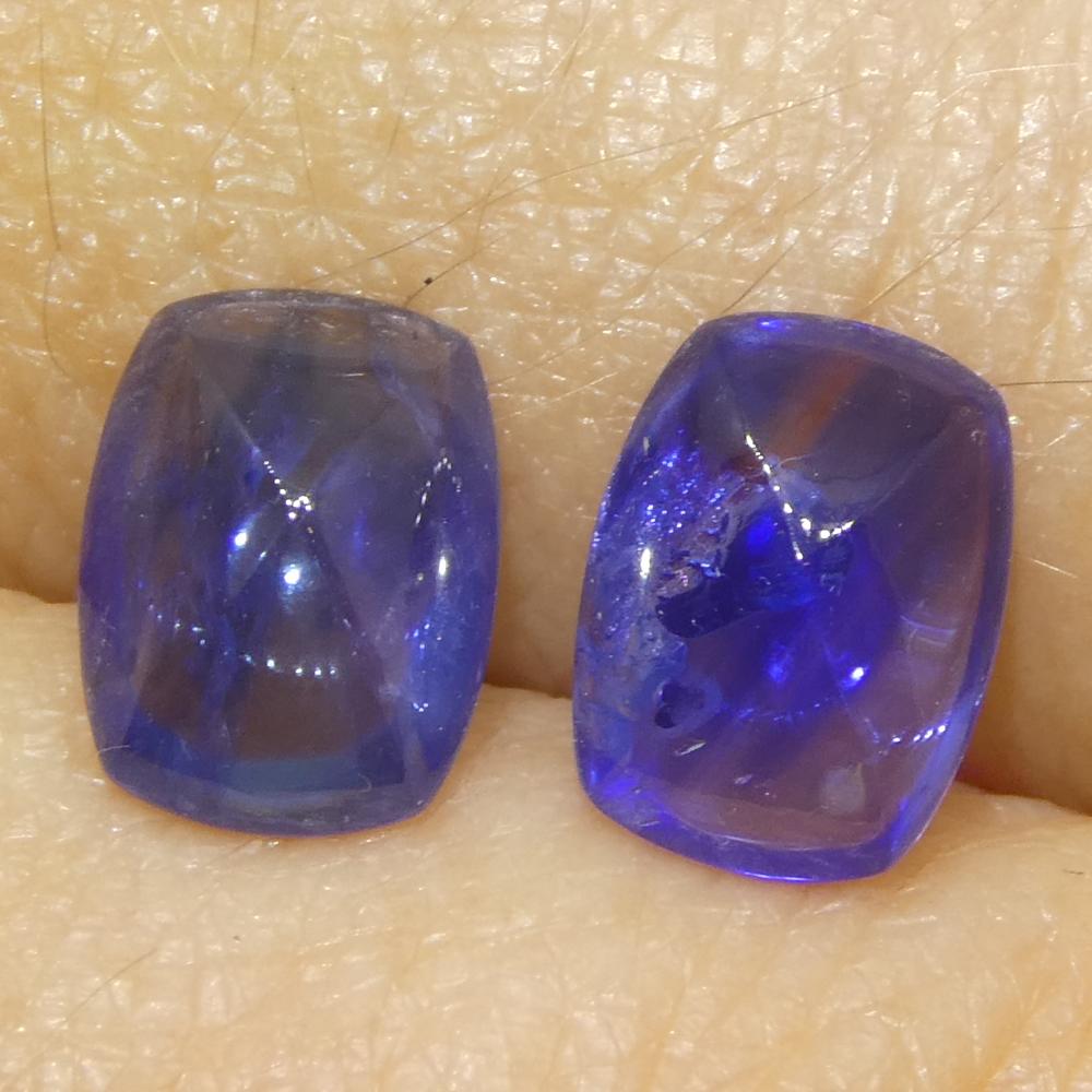 2,53ct Coppia (2) Zaffiri Blu Cabochon Sugarloaf a cuscino dalla Birmania in vendita 6