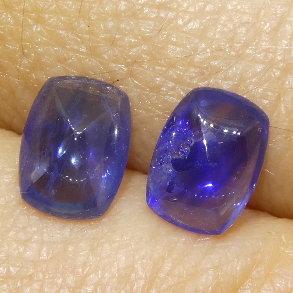 2,53ct Coppia (2) Zaffiri Blu Cabochon Sugarloaf a cuscino dalla Birmania in vendita 7