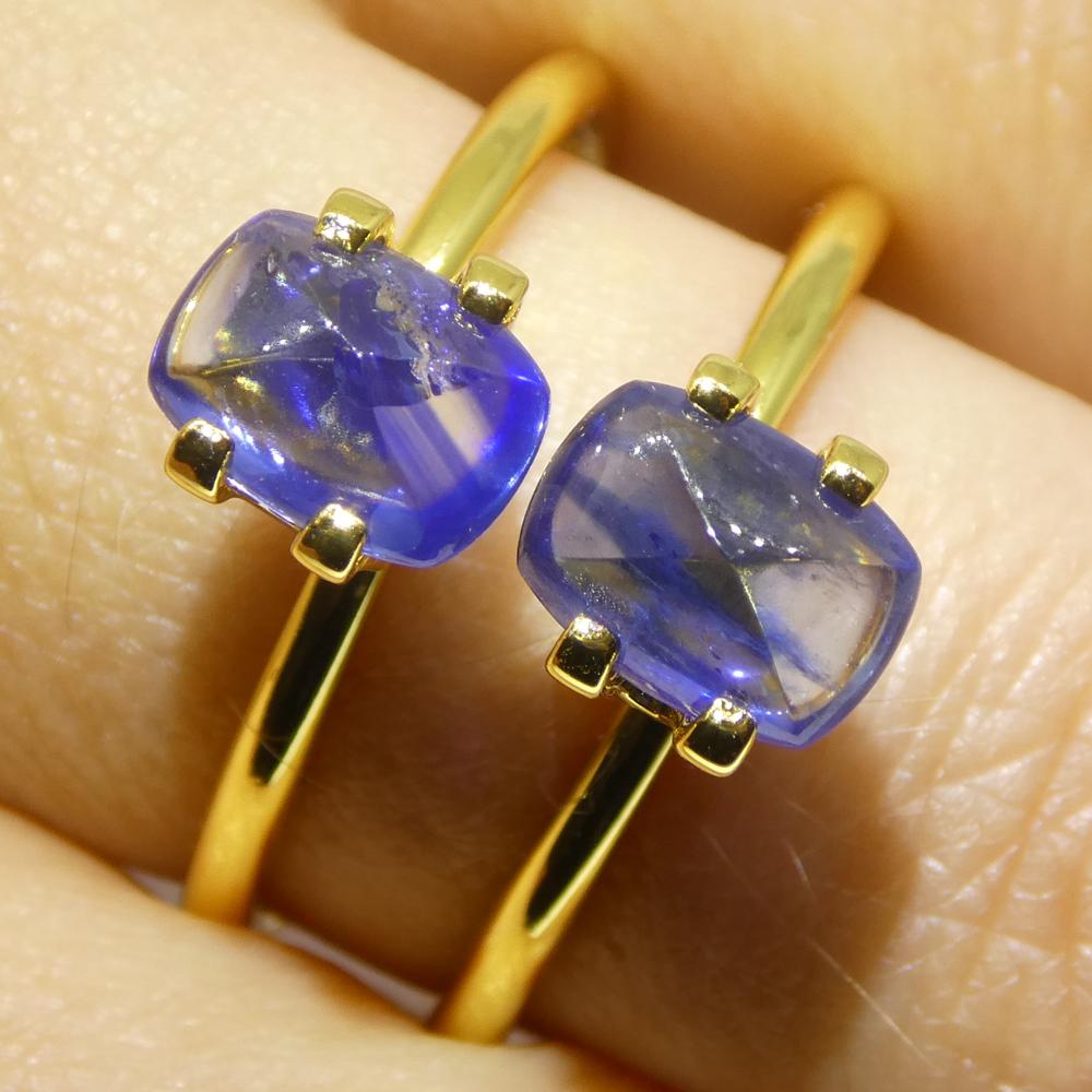 2,53ct Coppia (2) Zaffiri Blu Cabochon Sugarloaf a cuscino dalla Birmania in vendita 8