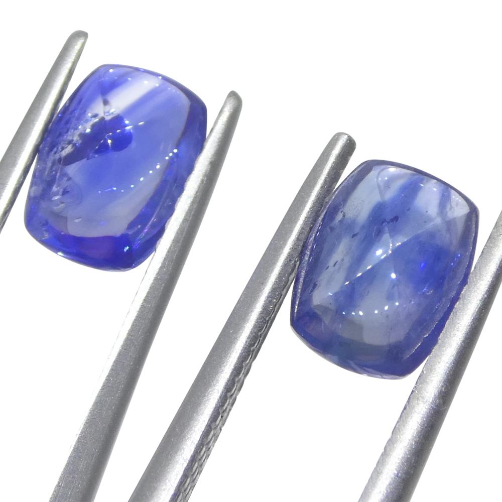 Taglio cuscino 2,53ct Coppia (2) Zaffiri Blu Cabochon Sugarloaf a cuscino dalla Birmania in vendita