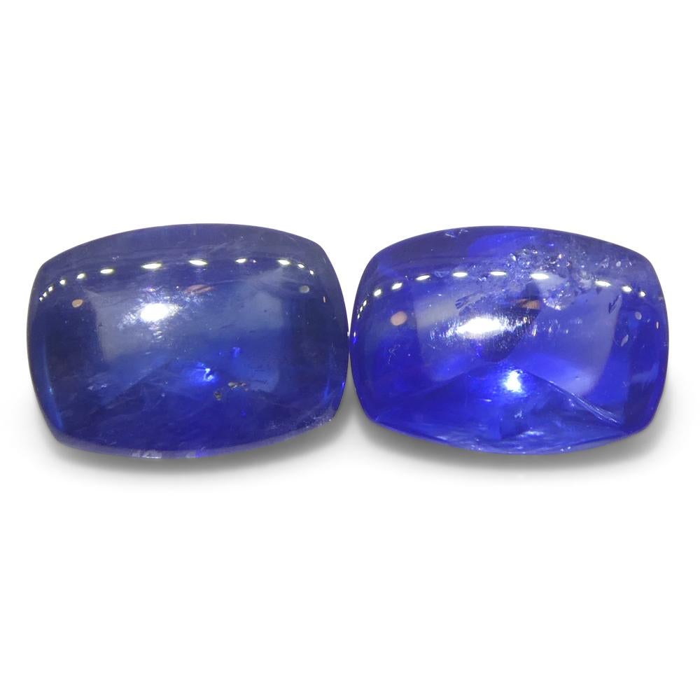 2,53ct Coppia (2) Zaffiri Blu Cabochon Sugarloaf a cuscino dalla Birmania In condizioni Nuovo in vendita a Toronto, Ontario