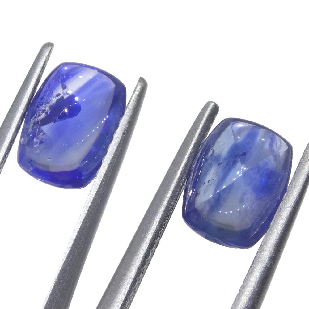 da uomo o donna 2,53ct Coppia (2) Zaffiri Blu Cabochon Sugarloaf a cuscino dalla Birmania in vendita