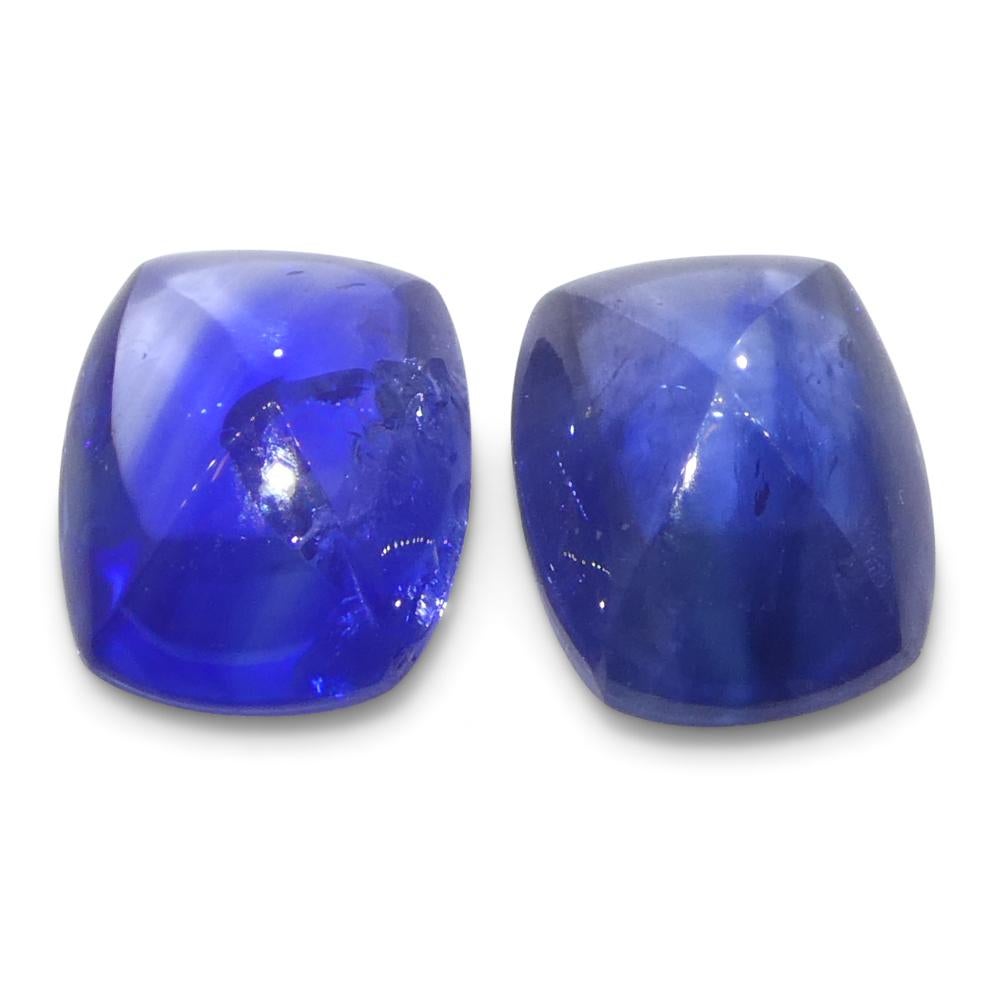 2,53ct Coppia (2) Zaffiri Blu Cabochon Sugarloaf a cuscino dalla Birmania in vendita 1