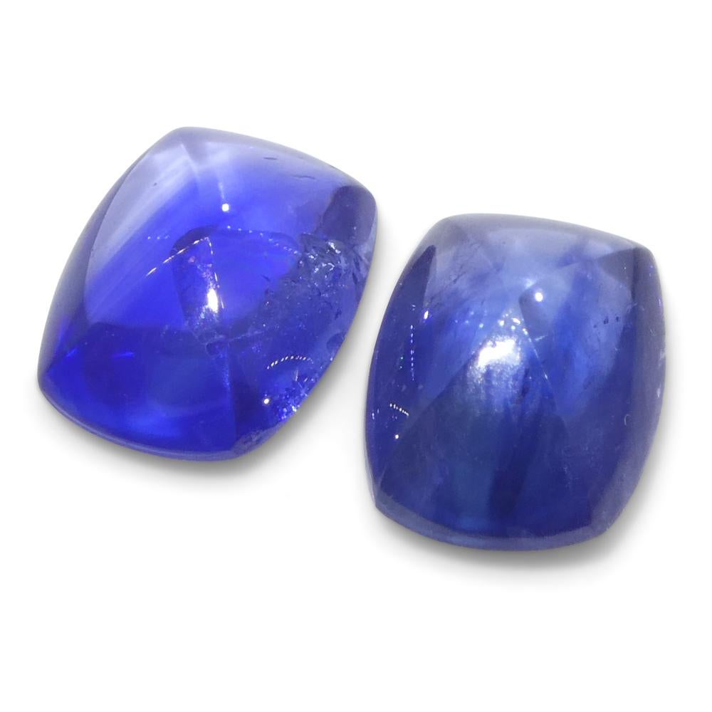 2,53ct Coppia (2) Zaffiri Blu Cabochon Sugarloaf a cuscino dalla Birmania in vendita 2