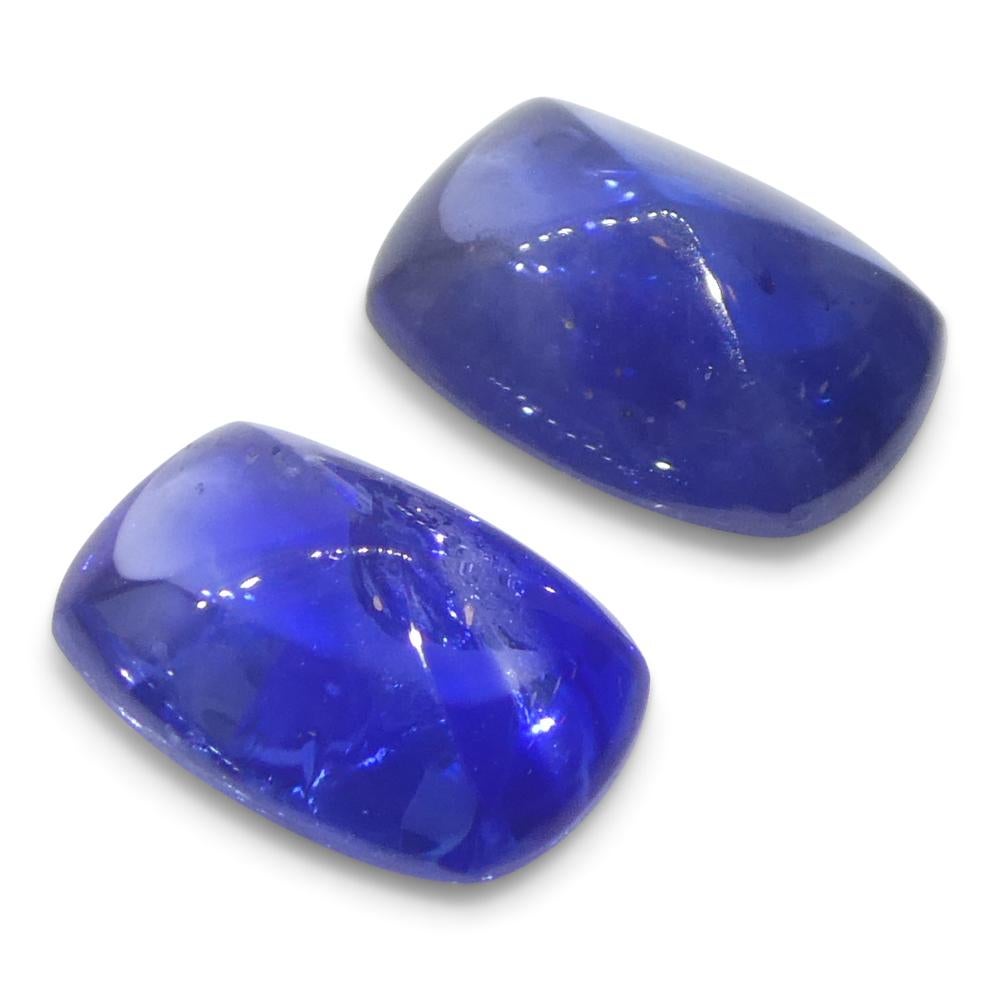 2,53ct Coppia (2) Zaffiri Blu Cabochon Sugarloaf a cuscino dalla Birmania in vendita 3