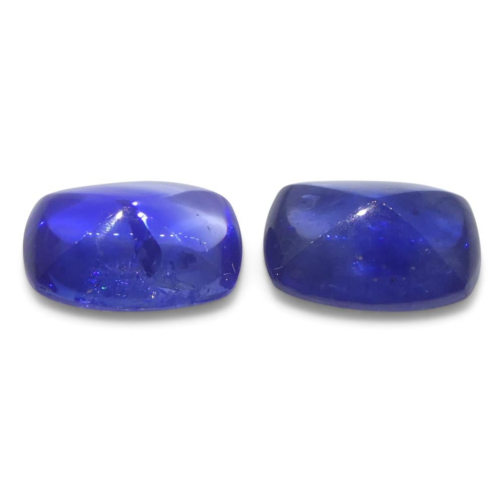 2,53ct Coppia (2) Zaffiri Blu Cabochon Sugarloaf a cuscino dalla Birmania in vendita 4
