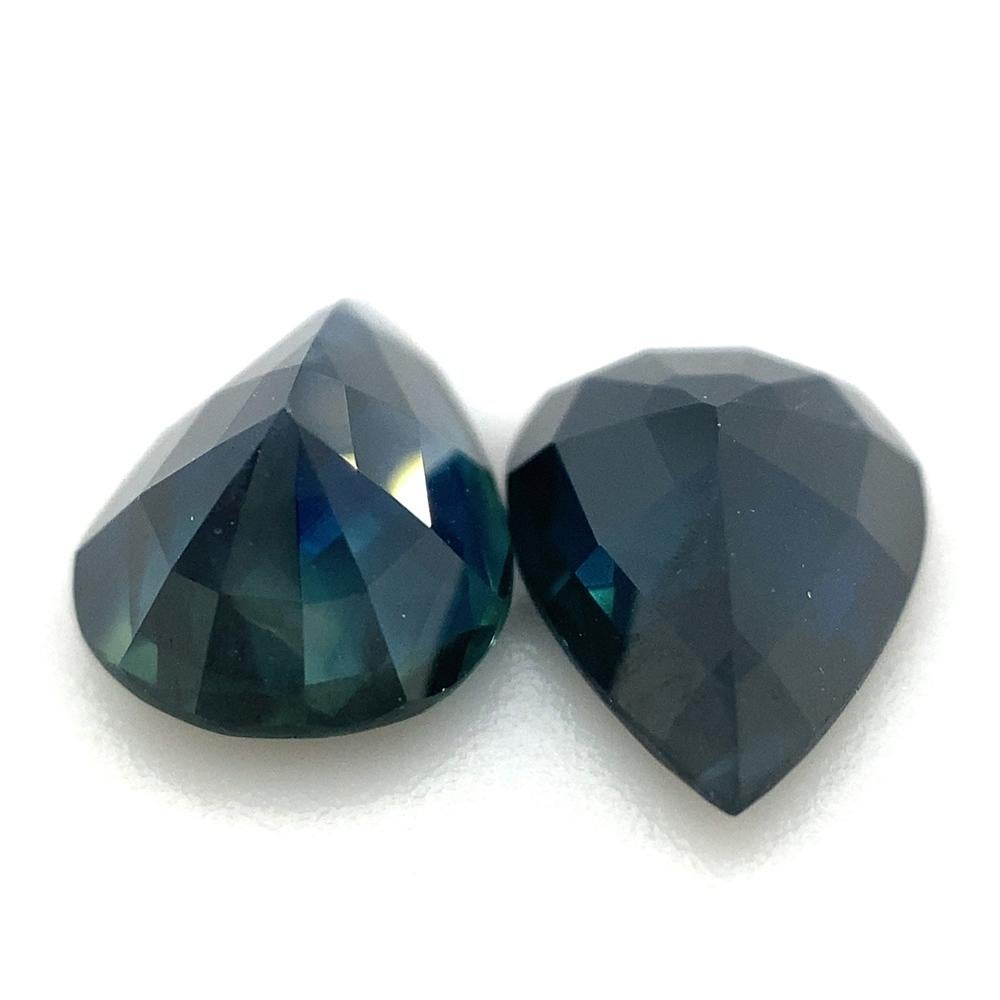 2.53ct Pair Pear Blue Sapphire from Thailand Unheated For Sale 2