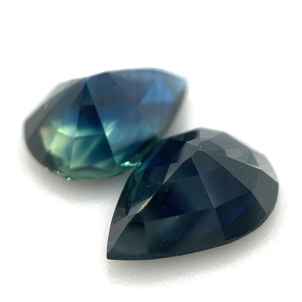 2.53ct Pair Pear Blue Sapphire from Thailand Unheated For Sale 3