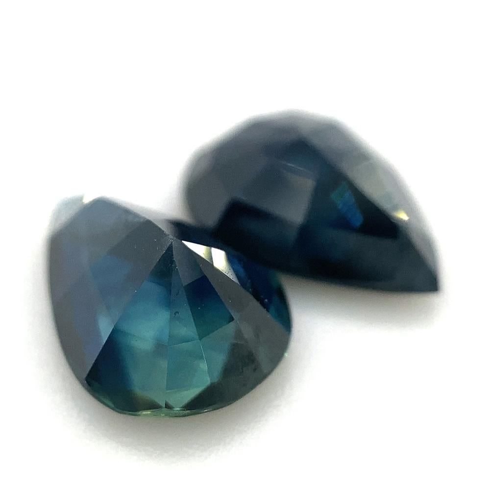 2.53ct Pair Pear Blue Sapphire from Thailand Unheated For Sale 1