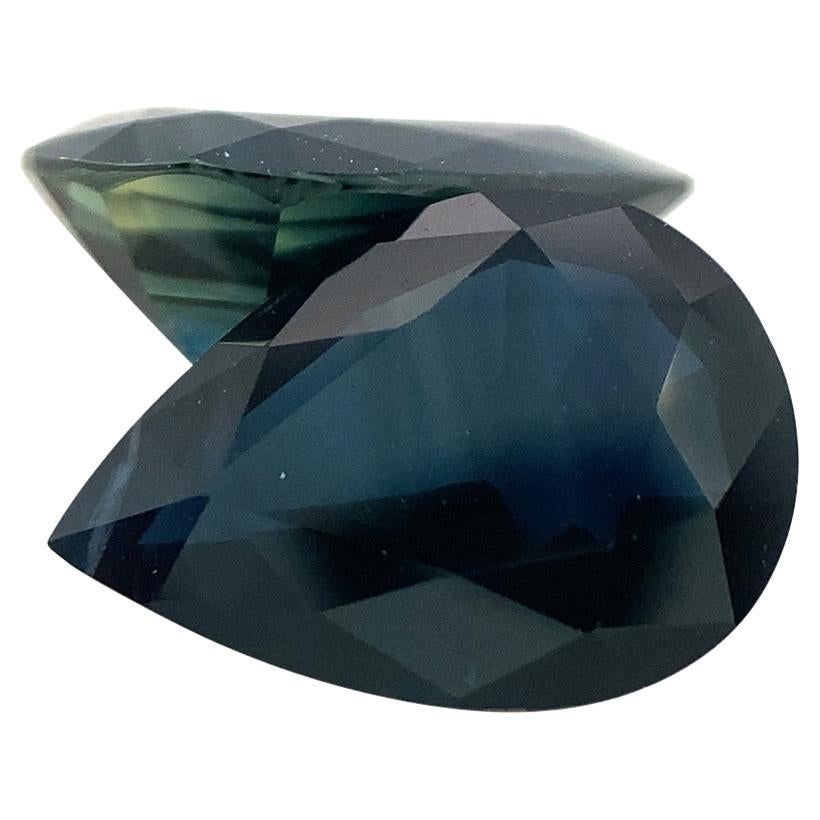 2.53ct Pair Pear Blue Sapphire from Thailand Unheated For Sale