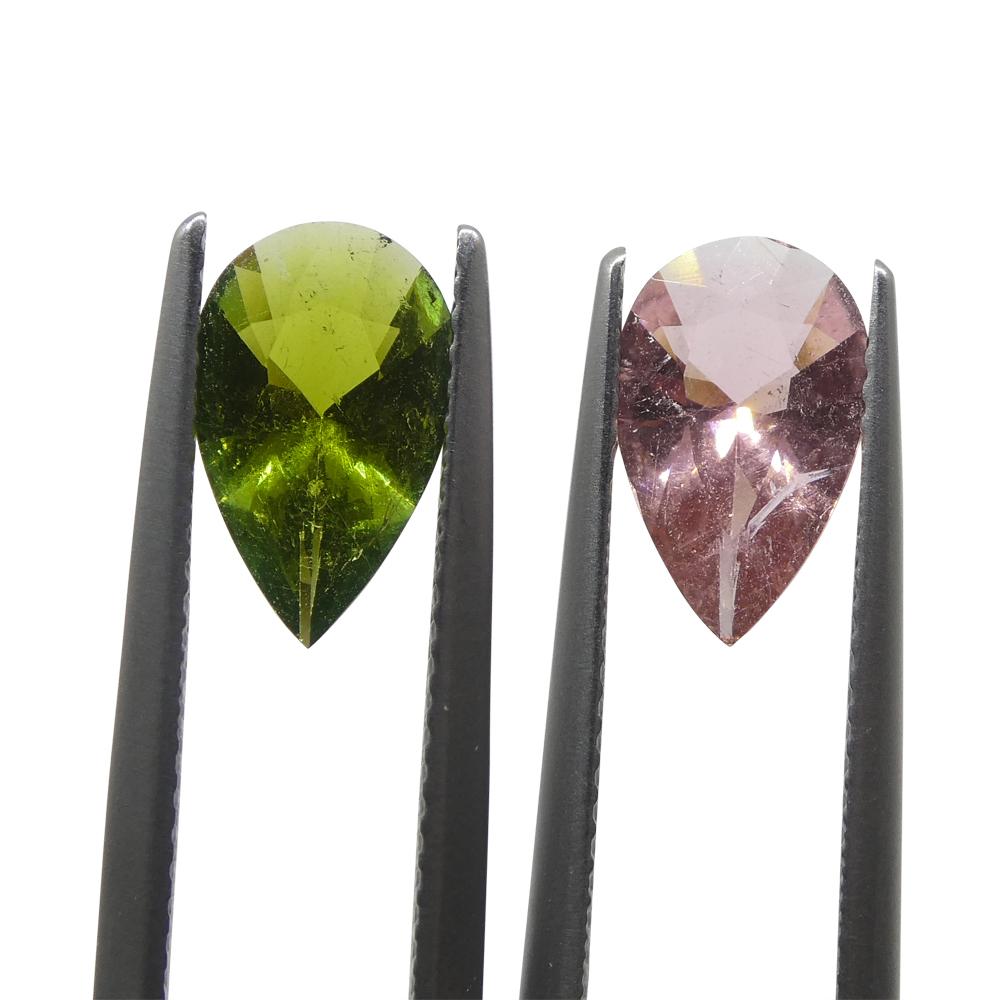 2.53ct Pair Pear Pink/Green Tourmaline from Brazil For Sale 4