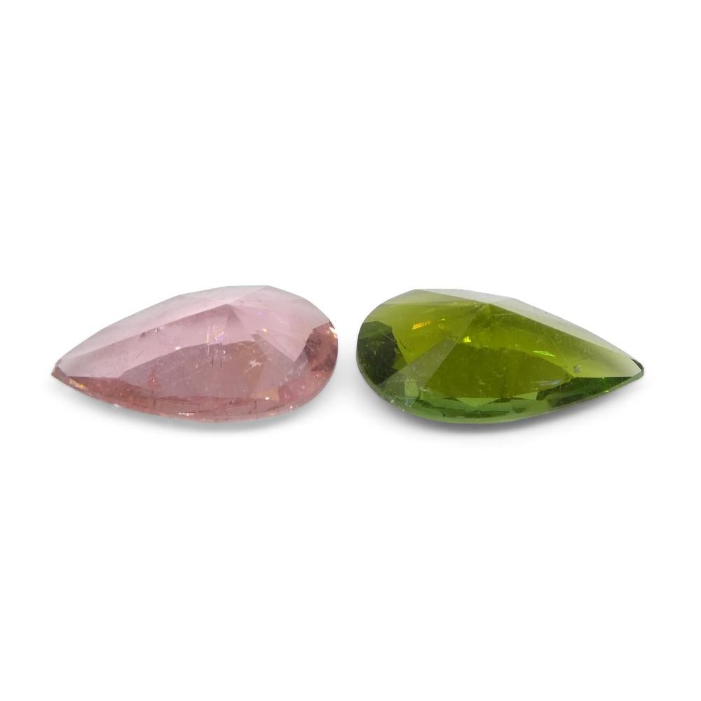 2.53ct Pair Pear Pink/Green Tourmaline from Brazil For Sale 5