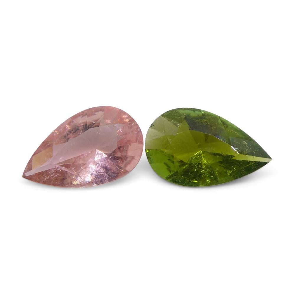 2.53ct Pair Pear Pink/Green Tourmaline from Brazil For Sale 6