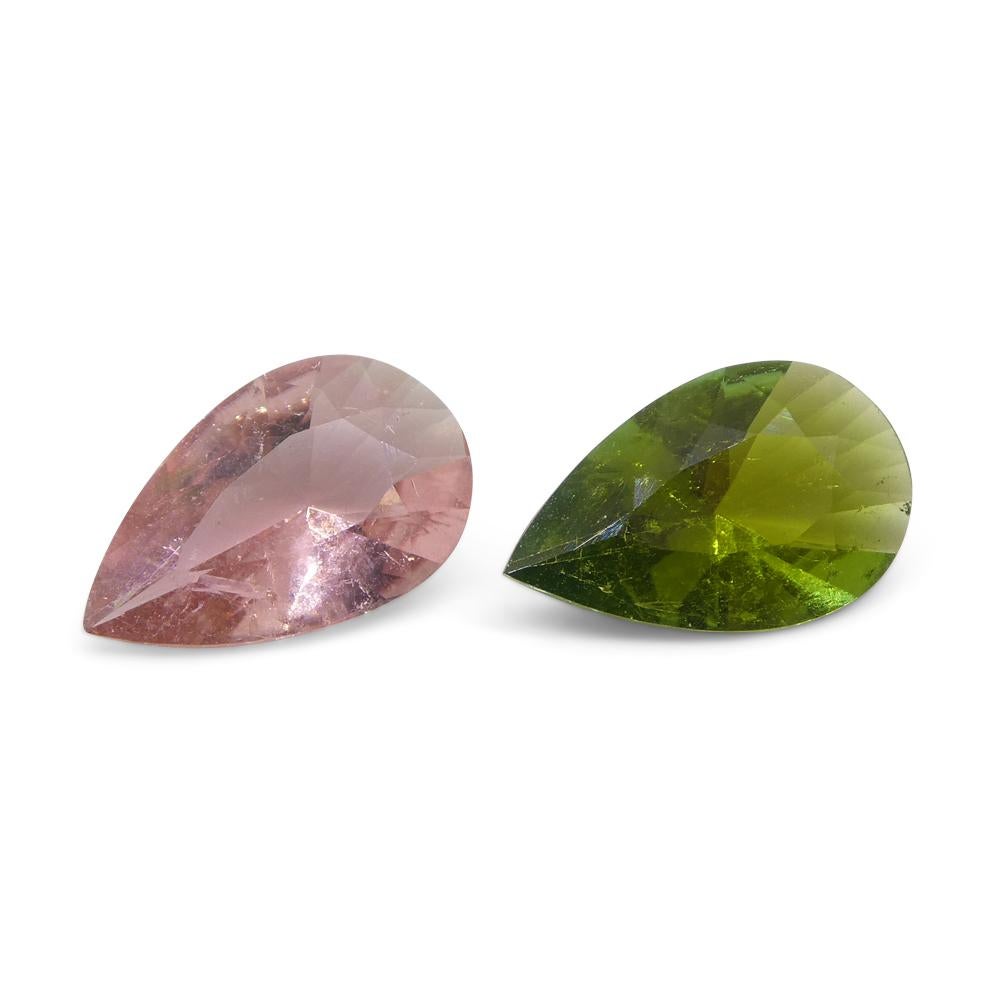 Coppia di tormaline rosa/verdi a pera da 2.53 carati in vendita 8