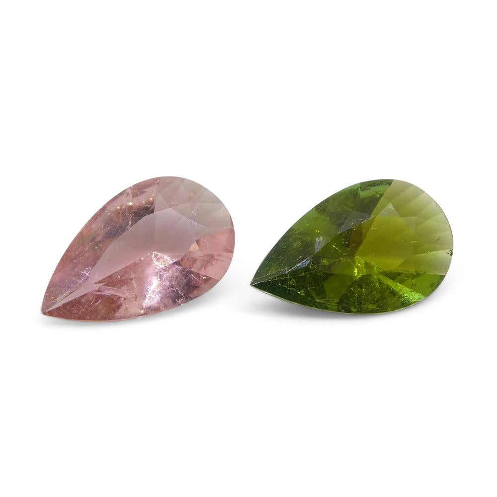 2.53ct Pair Pear Pink/Green Tourmaline from Brazil For Sale 7