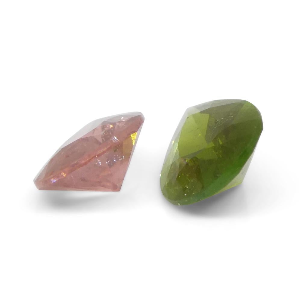 Women's or Men's 2.53ct Pair Pear Pink/Green Tourmaline from Brazil For Sale