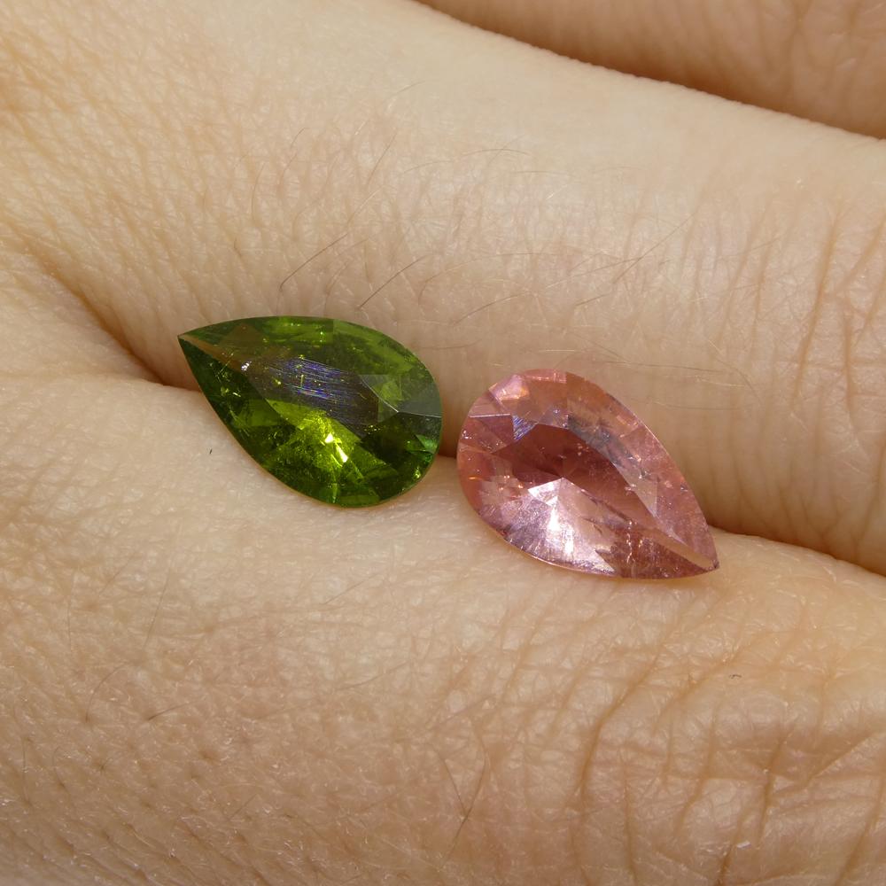2.53ct Pair Pear Pink/Green Tourmaline from Brazil For Sale 2