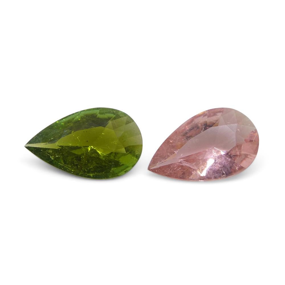 Coppia di tormaline rosa/verdi a pera da 2.53 carati in vendita 4