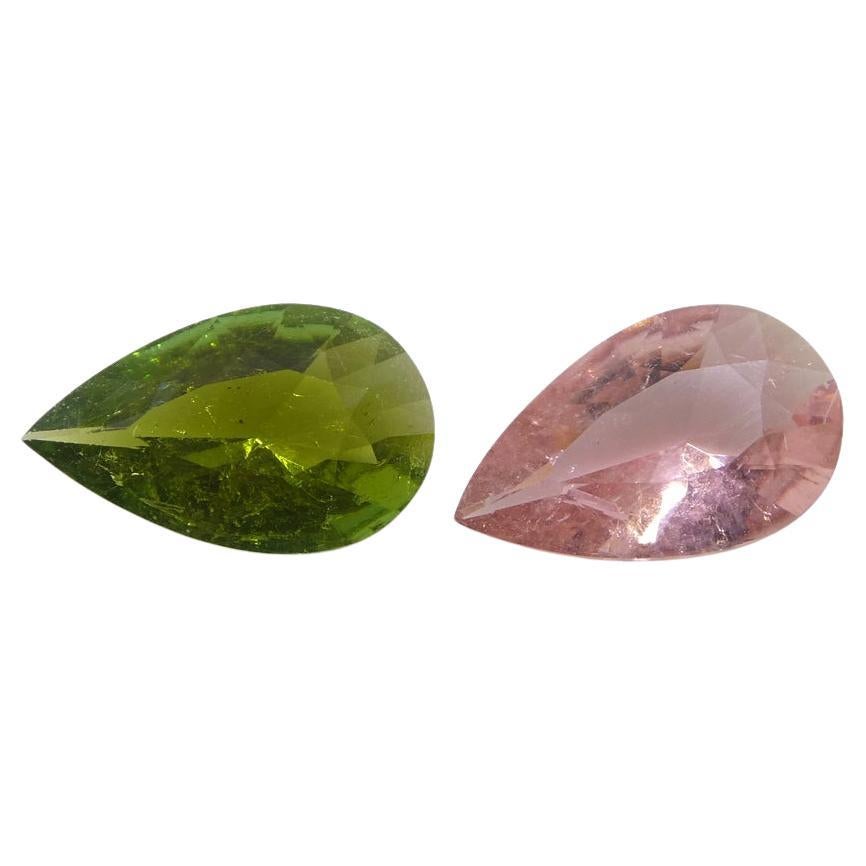2.53ct Pair Pear Pink/Green Tourmaline from Brazil For Sale