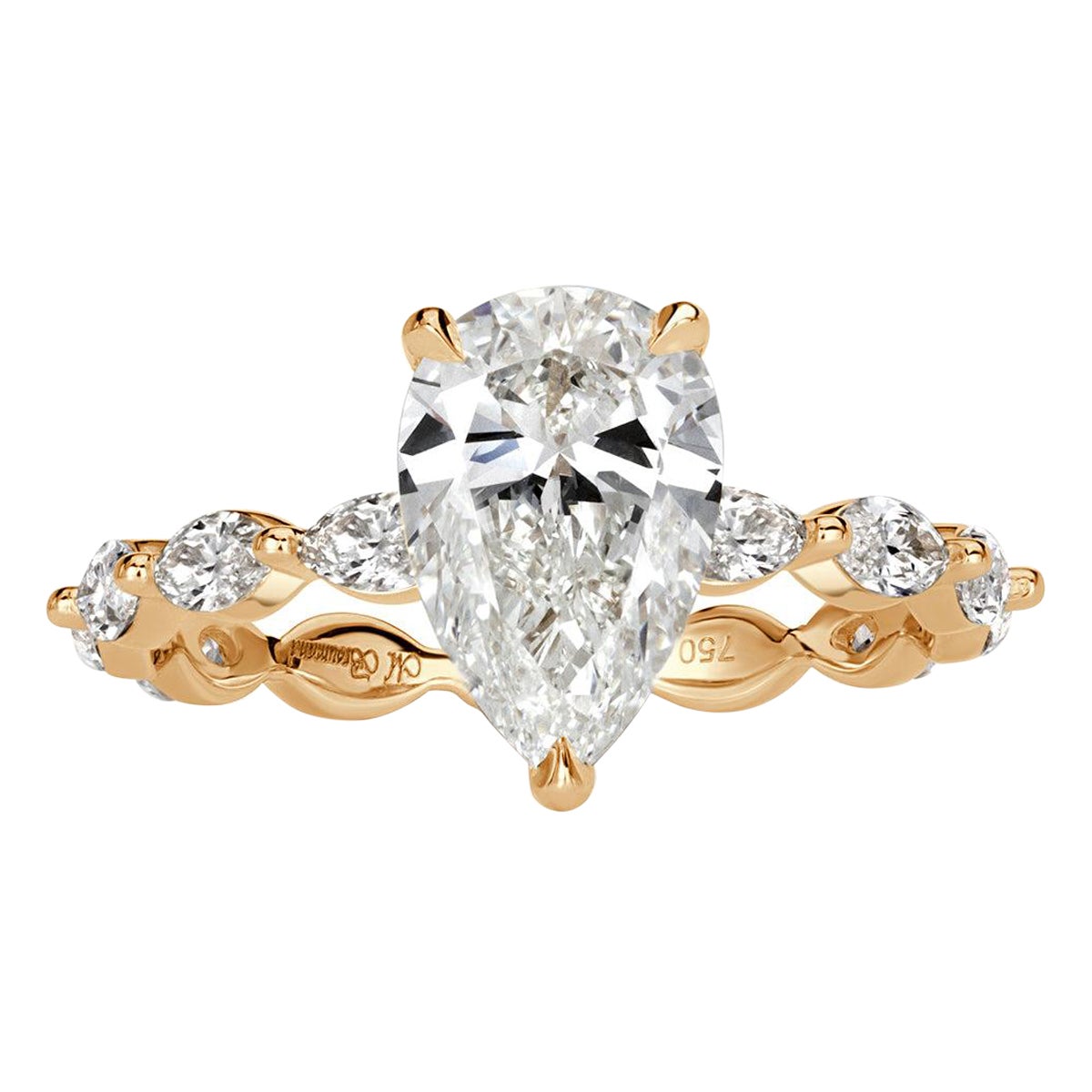 Anello di fidanzamento con diamante a forma di pera da 2,53 carati in vendita