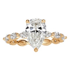 Bague de fiançailles avec diamant en forme de poire de 2,53ct