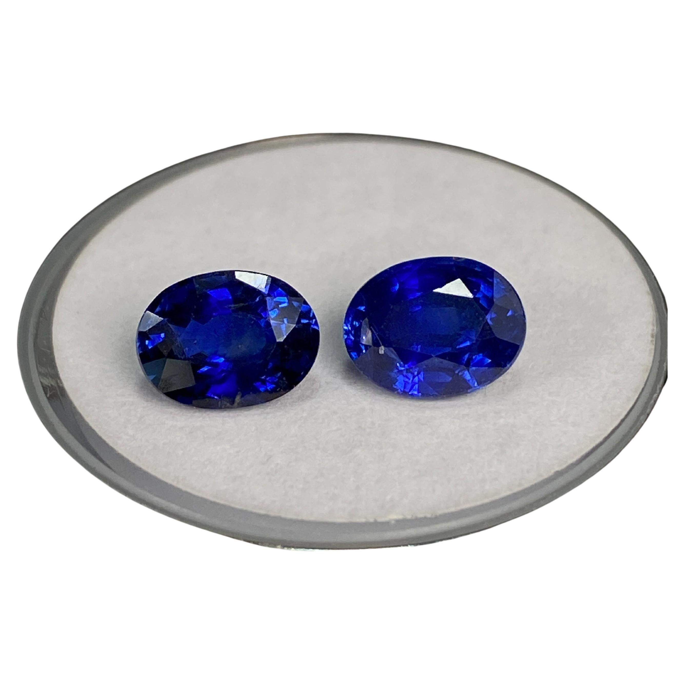 2.53ct Royal Blue Sapphire Pair For Sale
