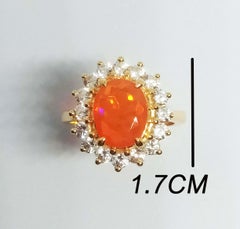 2.53cts. Orange Opal Ring.Sterling Silver in 18K Gold Plated.