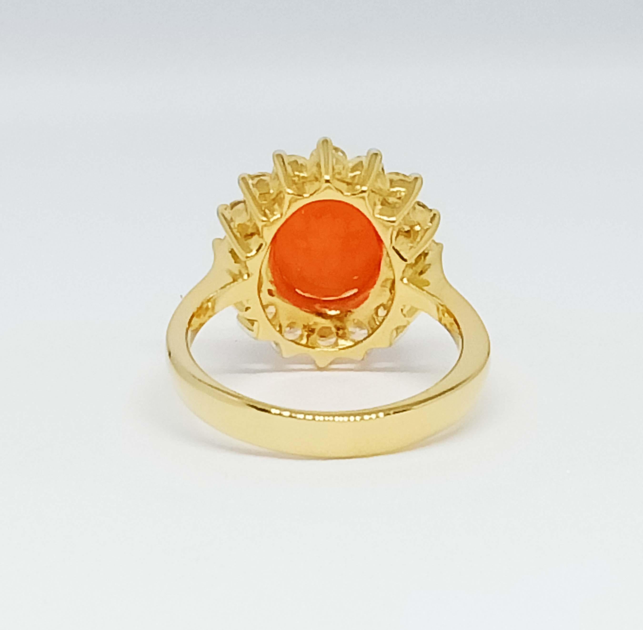 2.53cts. Orange Opal Ring.Sterling Silver in 18K Gold Plated. In New Condition For Sale In Bangkok, TH